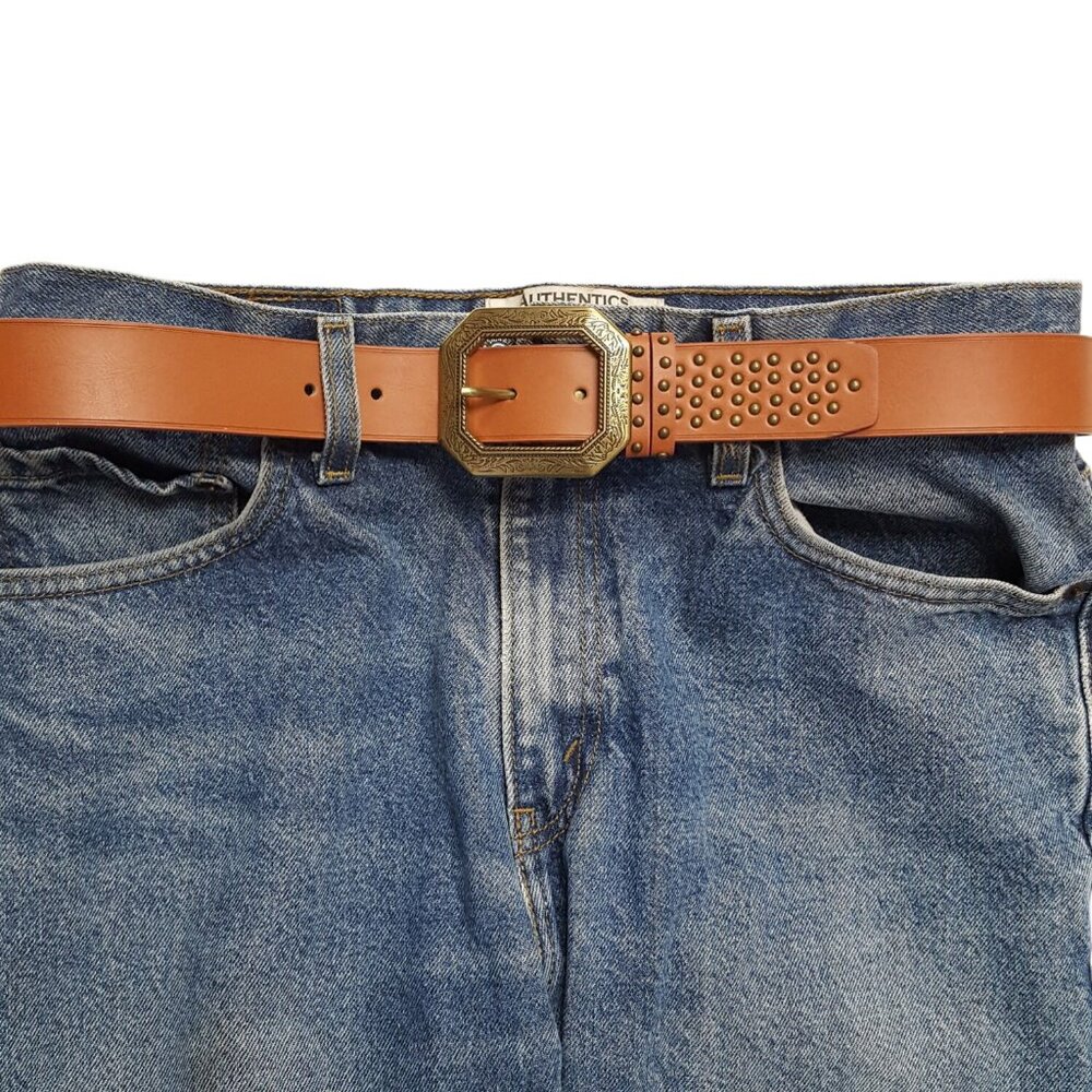 Basic Jean Belt With Studded Loop And Tip - image 2